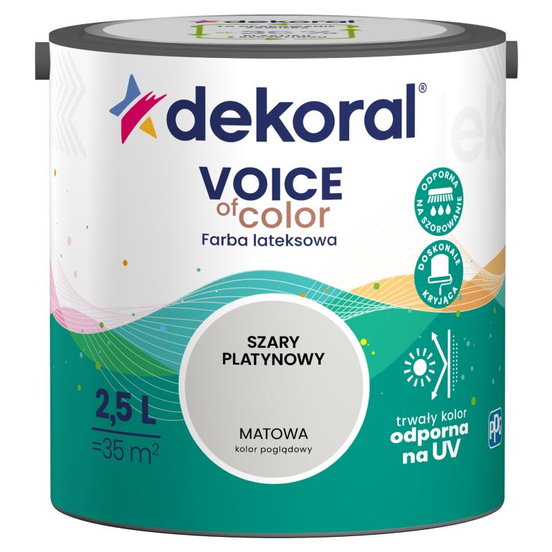 Farba kolorowa Dekoral Voice of Color szary platynowy 2,5 l