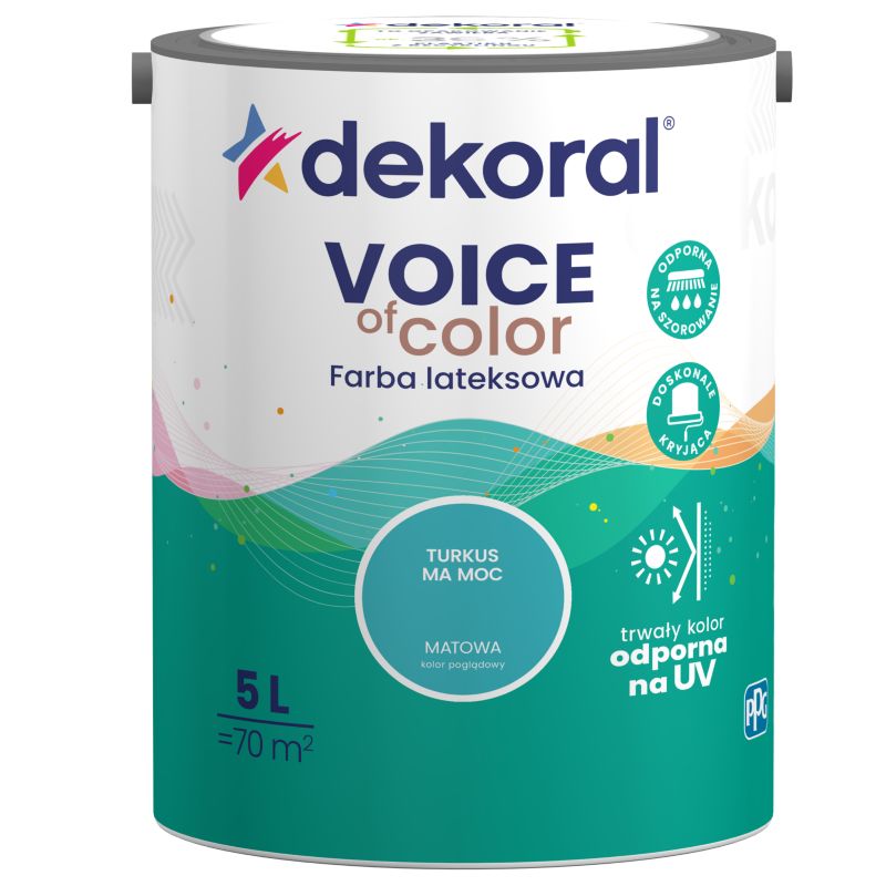 Farba kolorowa Dekoral Voice of Color turkus ma moc 5 l