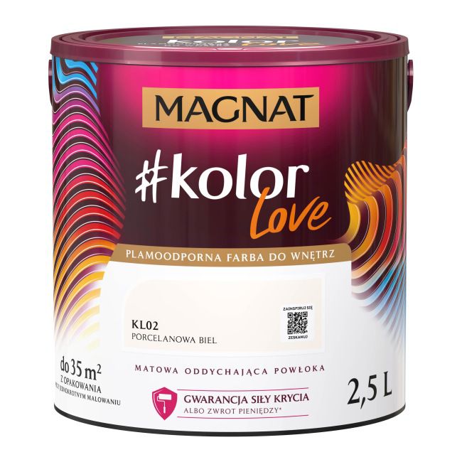 Farba kolorowa Magnat #kolorLove KL02 porcelanowa biel 2,5 l