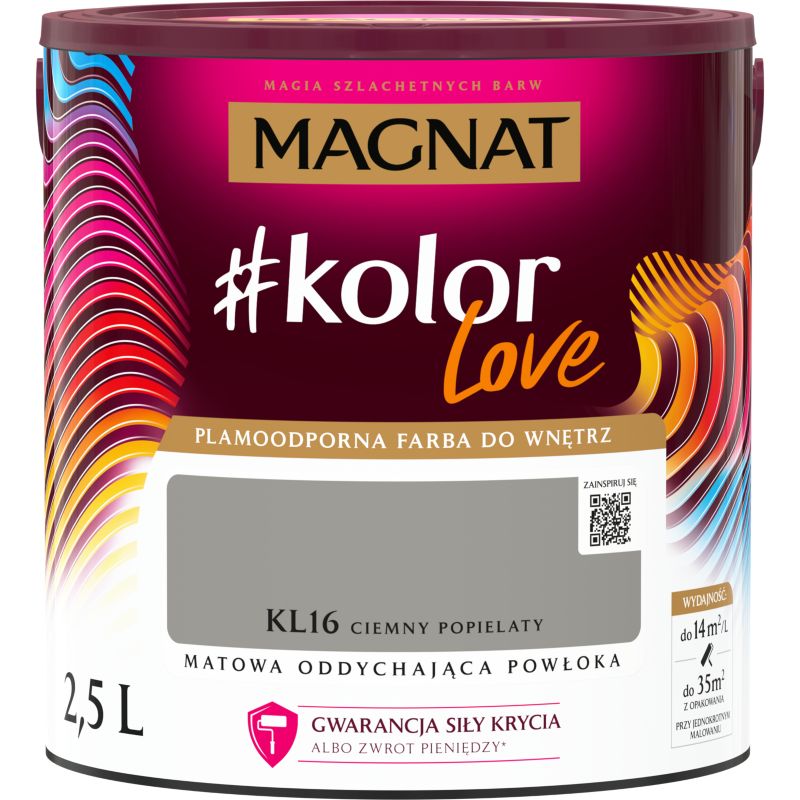 Farba kolorowa Magnat #kolorLove KL16 ciemny popielaty 2,5 l