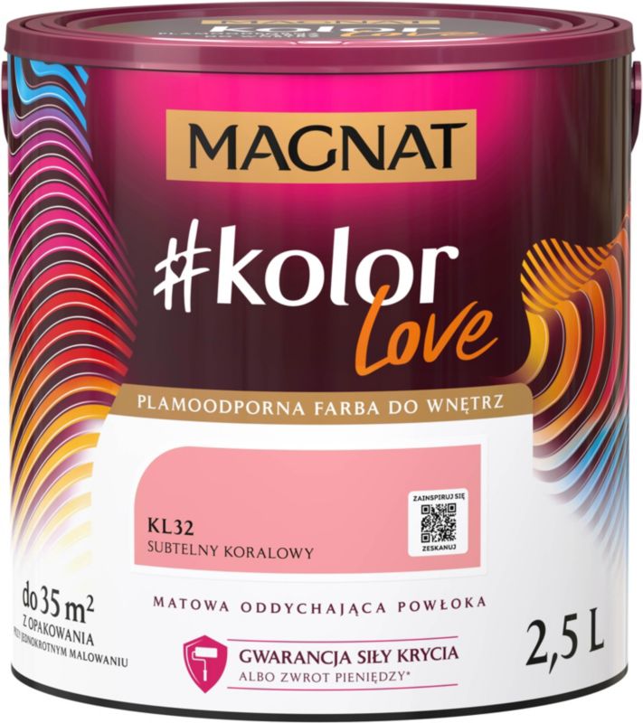 Farba kolorowa Magnat #kolorLove KL32 subtelny koralowy 2,5 l