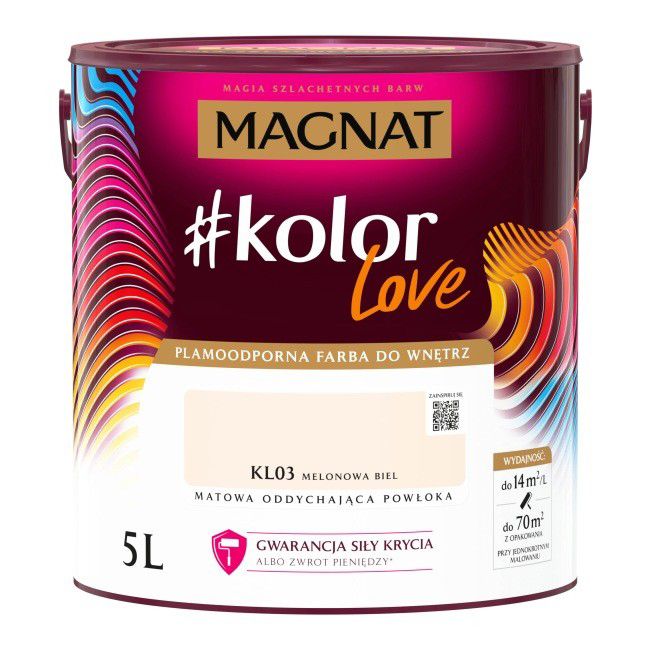 Farba kolorowa plamoodporna Magnat #kolorLove KL03 melonowa biel 5 l