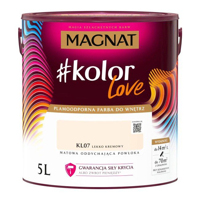 Farba kolorowa plamoodporna Magnat #kolorLove KL07 lekko kremowy 5 l
