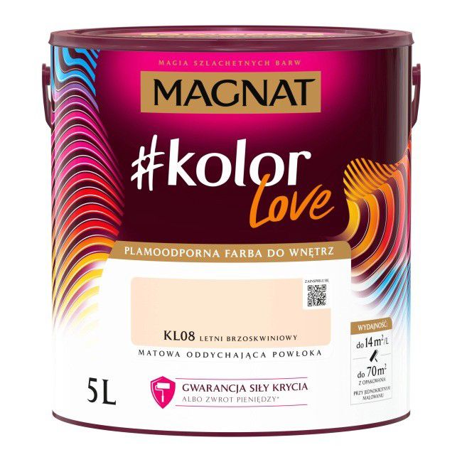 Farba kolorowa plamoodporna Magnat #kolorLove KL08 letni brzoskwiniowy 5 l