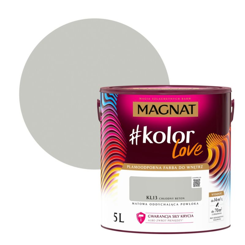 Farba kolorowa plamoodporna Magnat #kolorLove KL13 chłodny beton 5 l