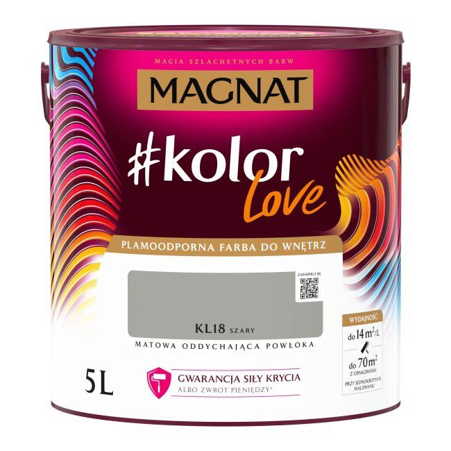 Farba kolorowa plamoodporna Magnat #kolorLove KL18 szary 5 l