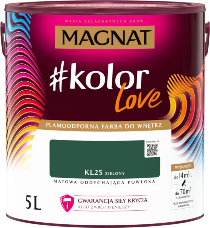 Farba kolorowa plamoodporna Magnat #kolorLove KL25 zielony 5 l