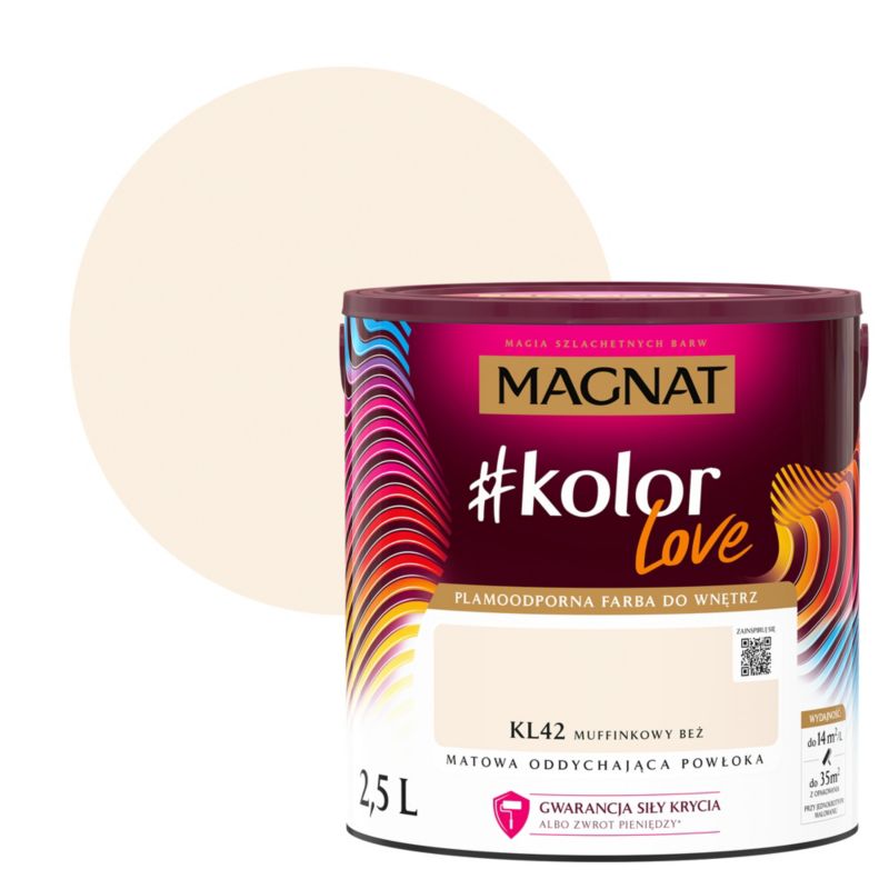 Farba kolorowa plamoodporna Magnat #kolorLove KL42 muffinkowy beż 2,5 l