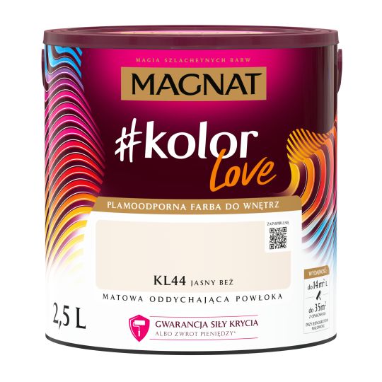 Farba kolorowa plamoodporna Magnat #kolorLove KL44 jasny beż 2,5 l