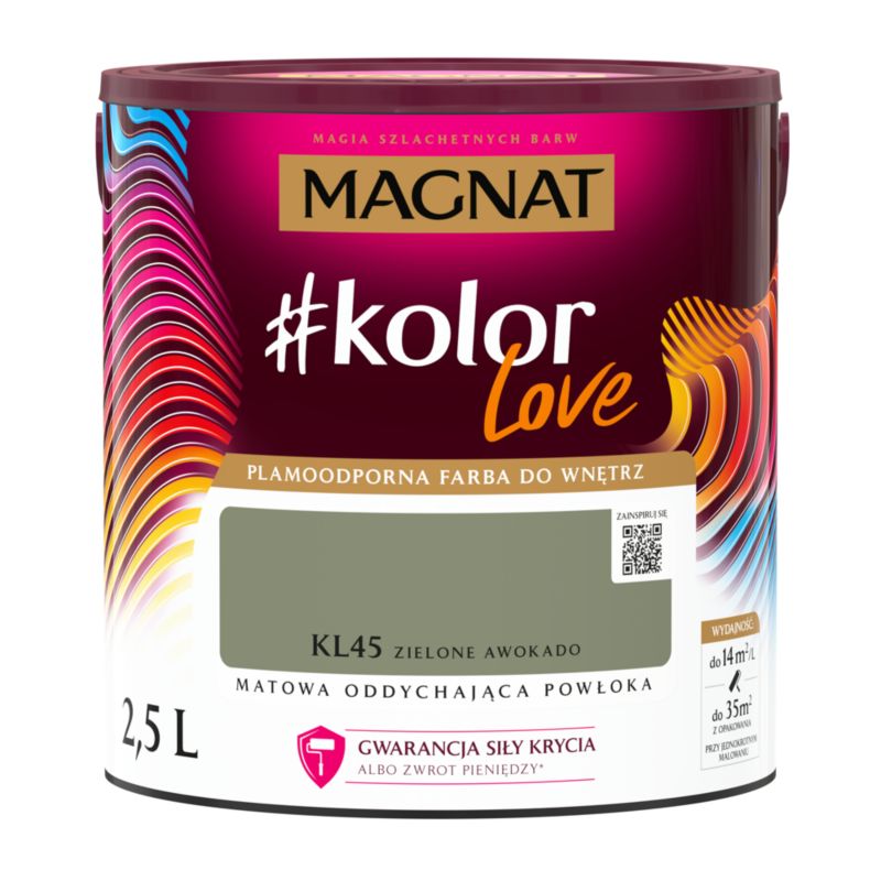 Farba kolorowa plamoodporna Magnat #kolorLove KL45 zielone awokado 2,5 l