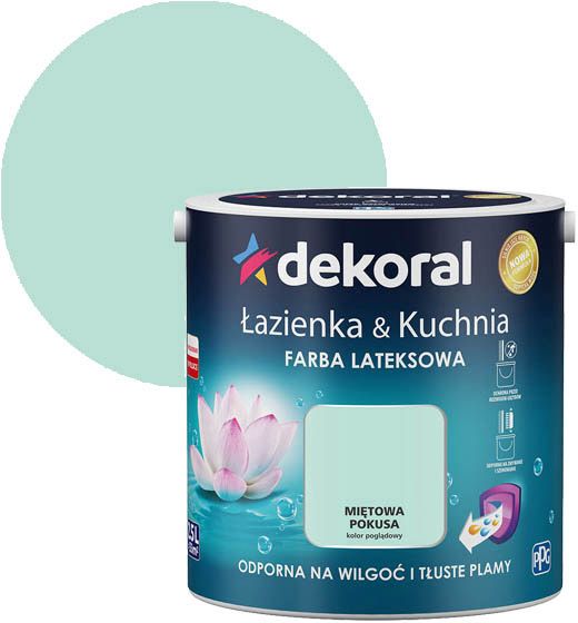 Farba lateksowa Dekoral Łazienka i Kuchnia miętowa pokusa 2,5 l