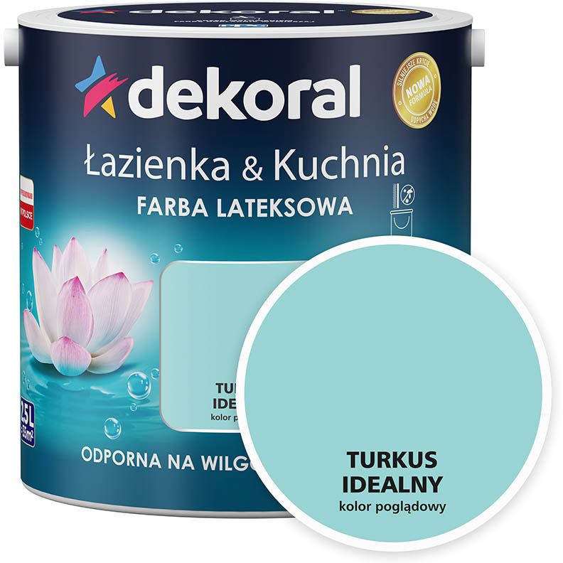 Farba lateksowa Dekoral Łazienka i Kuchnia turkus idealny 2,5 l