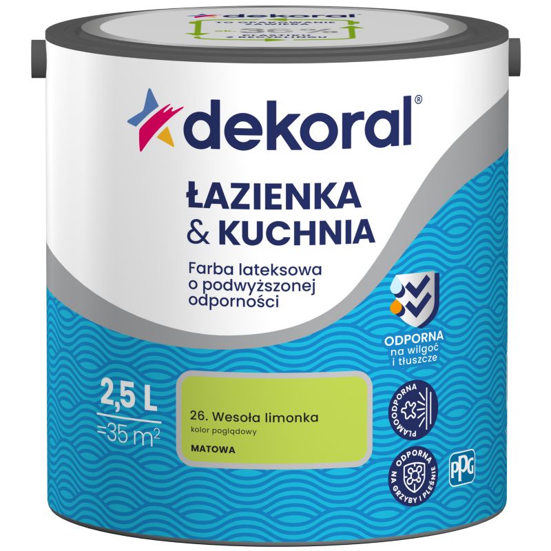 Farba lateksowa Dekoral Łazienka i Kuchnia wesoła limonka 2,5 l