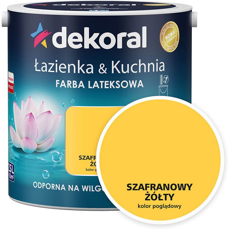 Farba lateksowa Dekoral Łazienka i Kuchnia żółty szafranowy 2,5 l