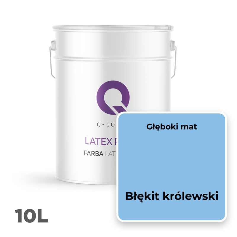 Farba Lateksowa Do Ścian i Sufitów Q-Cover Błękit królewski H0141 Głęboki Mat 10L