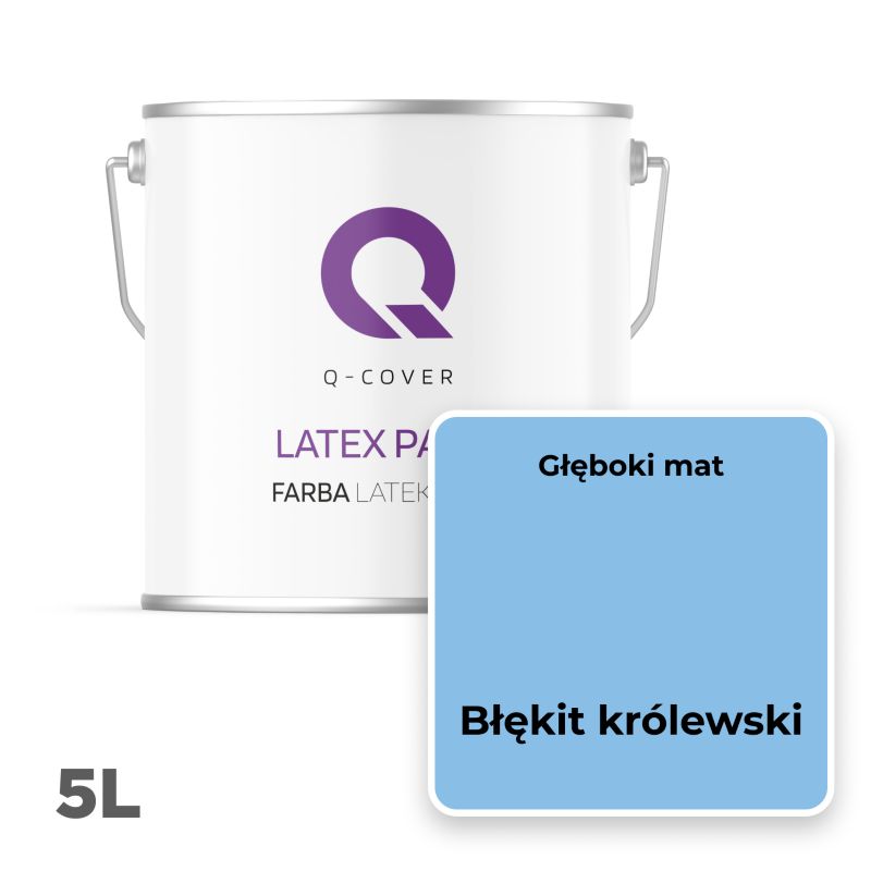 Farba Lateksowa Do Ścian i Sufitów Q-Cover Błękit królewski H0141 Głęboki Mat 5L