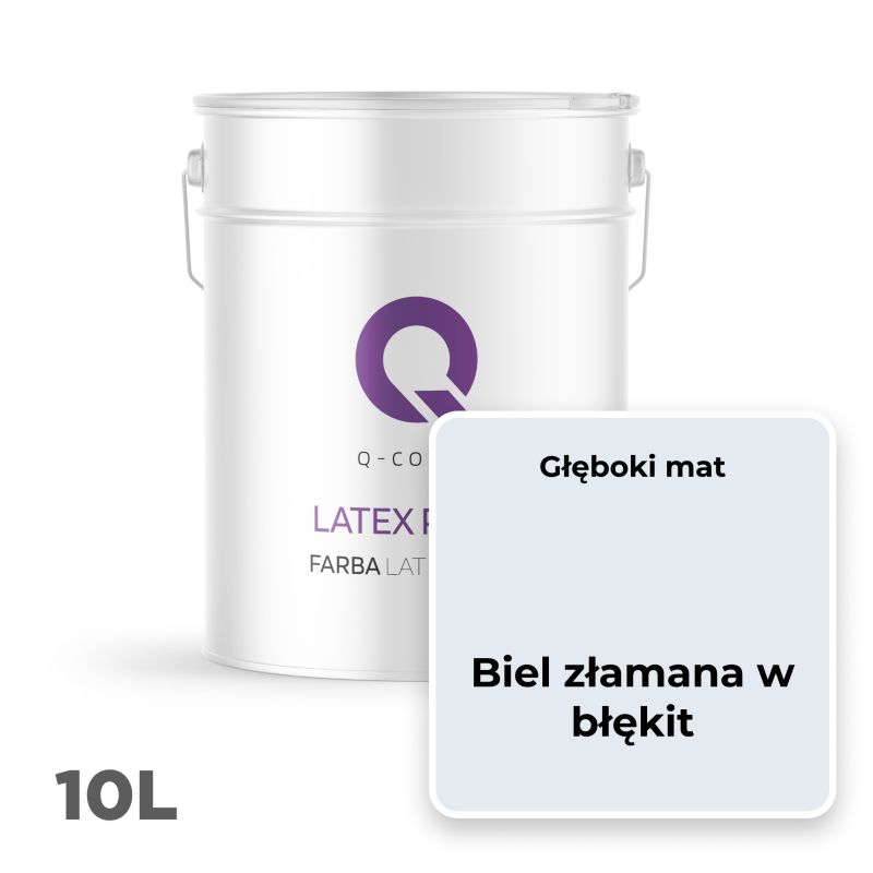 Farba Lateksowa Do Ścian i Sufitów Q-Cover Biel złamana w błękit H0179 Głęboki Mat 10L