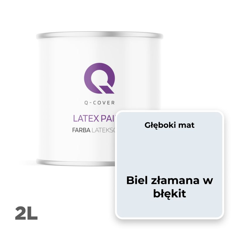 Farba Lateksowa Do Ścian i Sufitów Q-Cover Biel złamana w błękit H0179 Głęboki Mat 2L