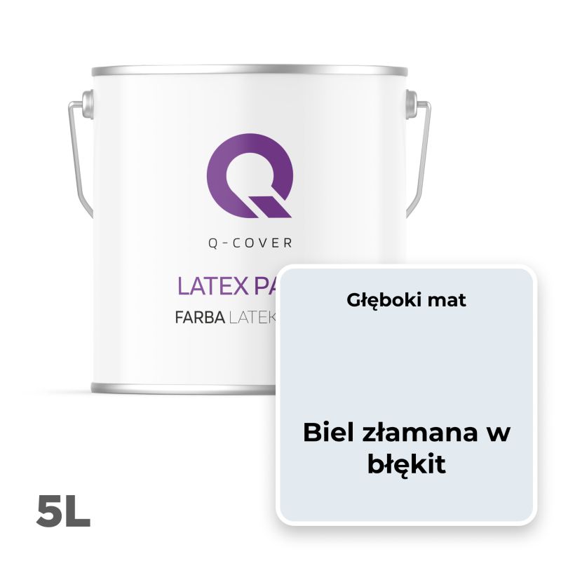 Farba Lateksowa Do Ścian i Sufitów Q-Cover Biel złamana w błękit H0179 Głęboki Mat 5L