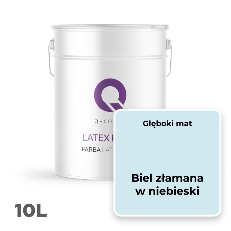 Farba Lateksowa Do Ścian i Sufitów Q-Cover Biel złamana w niebeski H0378 Głęboki Mat 10L