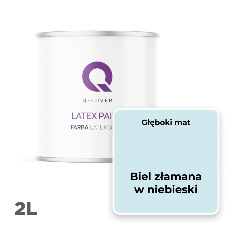 Farba Lateksowa Do Ścian i Sufitów Q-Cover Biel złamana w niebeski H0378 Głęboki Mat 2L