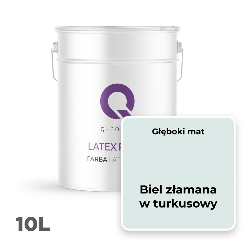 Farba Lateksowa Do Ścian i Sufitów Q-Cover Biel złamana w turkusowy H1576 Głęboki Mat 10L