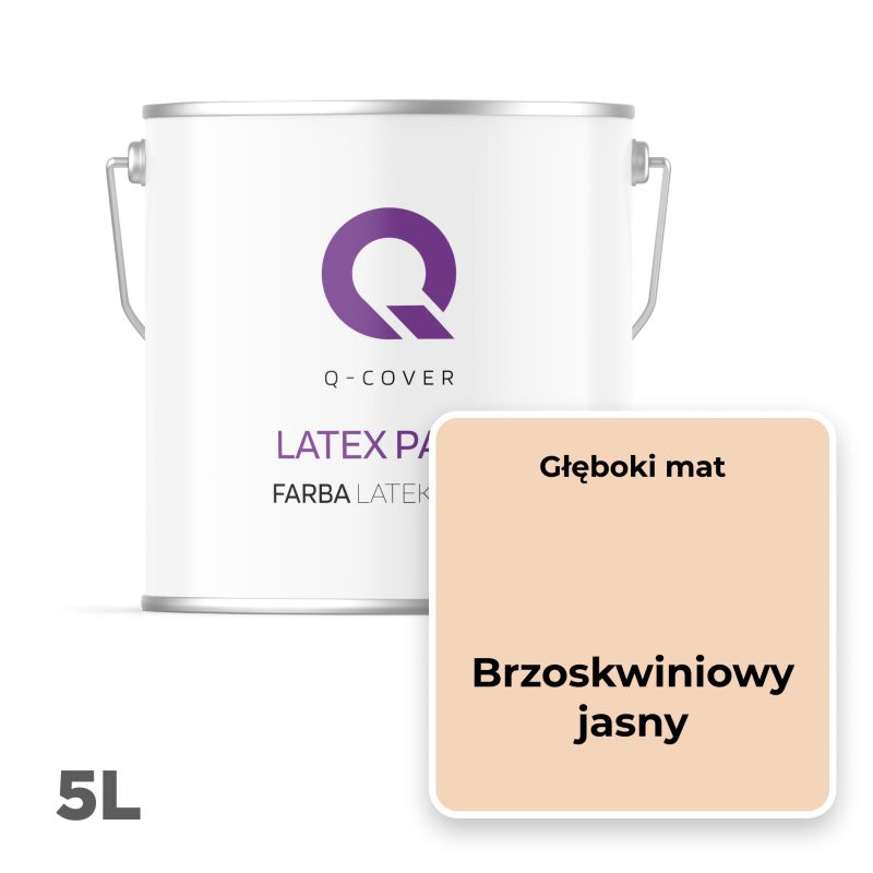 Farba Lateksowa Do Ścian i Sufitów Q-Cover Brzoskwiniowy jasny H6170 Głęboki Mat 5L