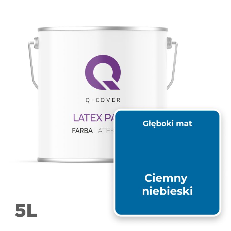 Farba Lateksowa Do Ścian i Sufitów Q-Cover Ciemny niebeski H0312 Głęboki Mat 5L
