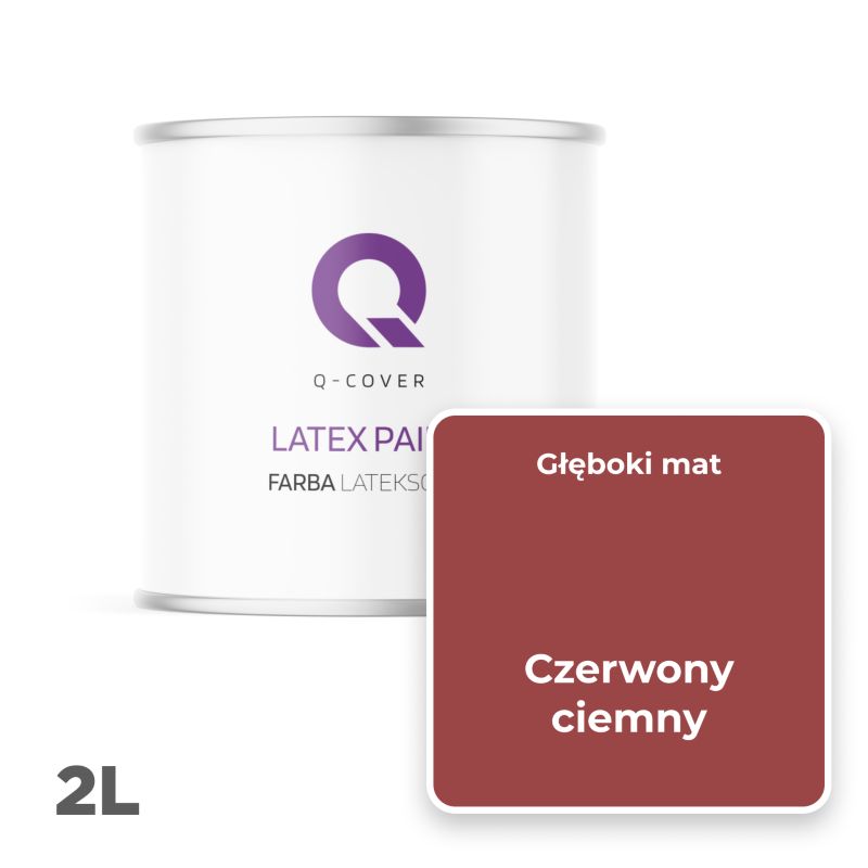 Farba Lateksowa Do Ścian i Sufitów Q-Cover Czerwony ciemny H3412 Głęboki Mat 2L