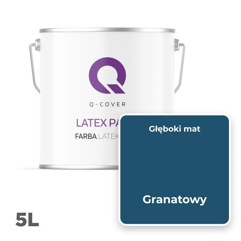 Farba Lateksowa Do Ścian i Sufitów Q-Cover Granatowy H0508 Głęboki Mat 5L