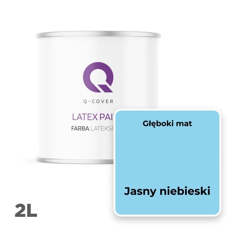 Farba Lateksowa Do Ścian i Sufitów Q-Cover Jasny niebeski H0361 Głęboki Mat 2L