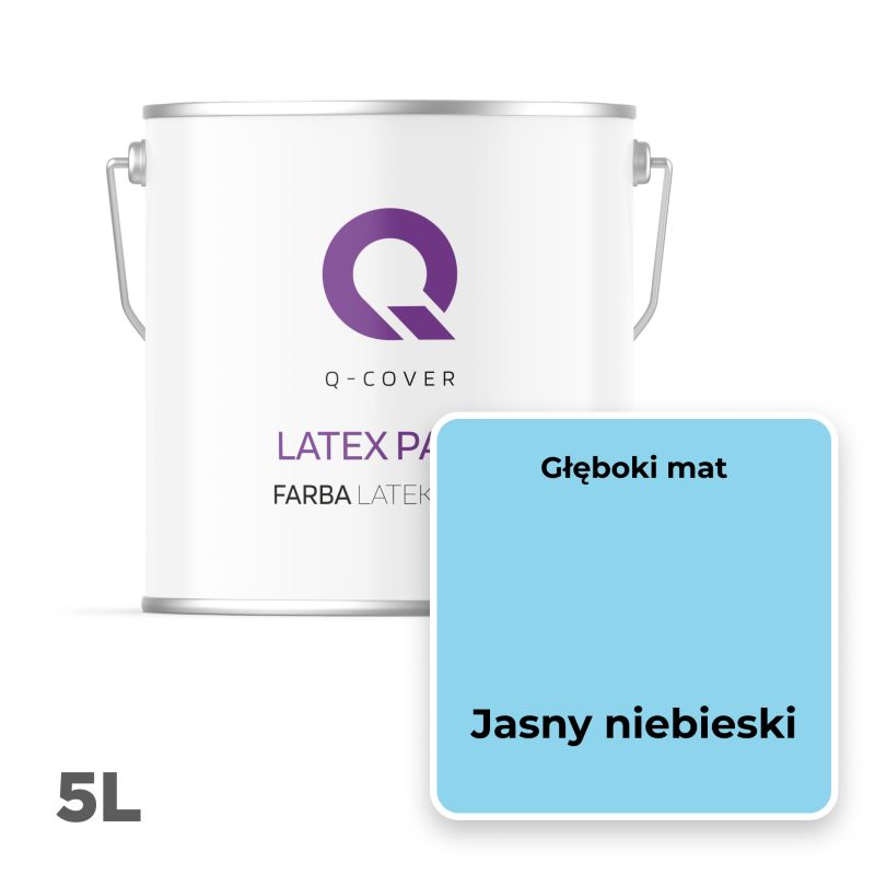 Farba Lateksowa Do Ścian i Sufitów Q-Cover Jasny niebeski H0361 Głęboki Mat 5L
