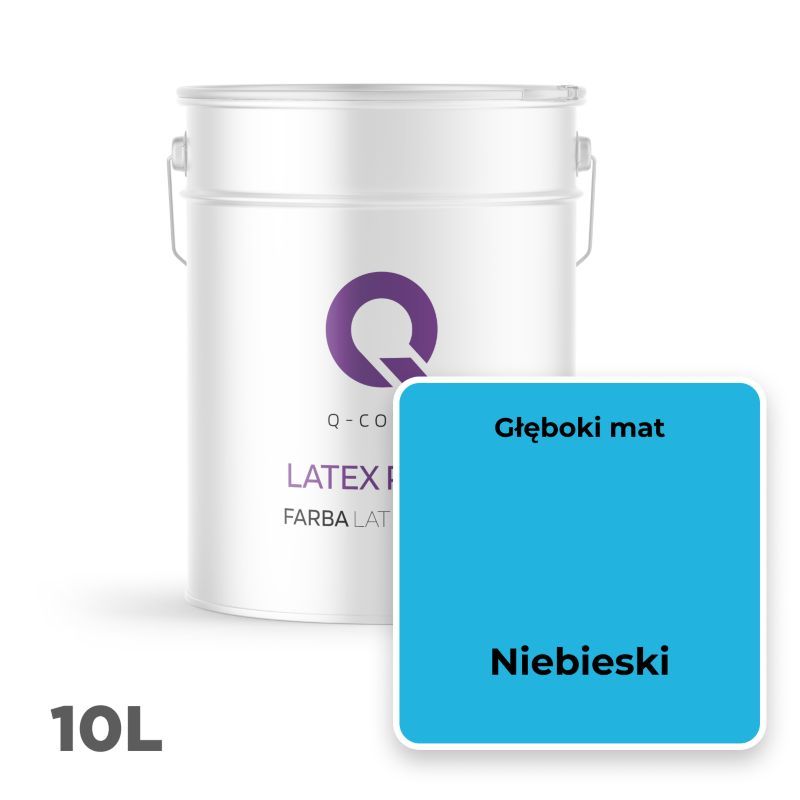 Farba Lateksowa Do Ścian i Sufitów Q-Cover Niebieski H0340 Głęboki Mat 10L
