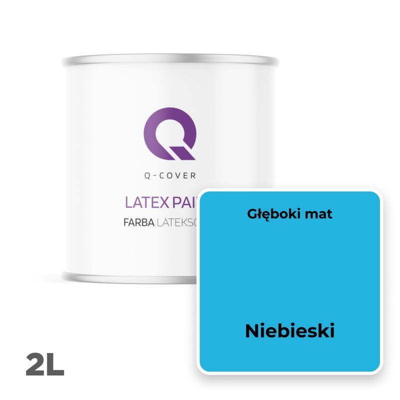 Farba Lateksowa Do Ścian i Sufitów Q-Cover Niebieski H0340 Głęboki Mat 2L