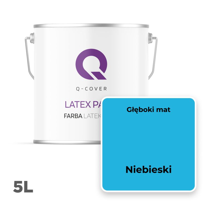 Farba Lateksowa Do Ścian i Sufitów Q-Cover Niebieski H0340 Głęboki Mat 5L