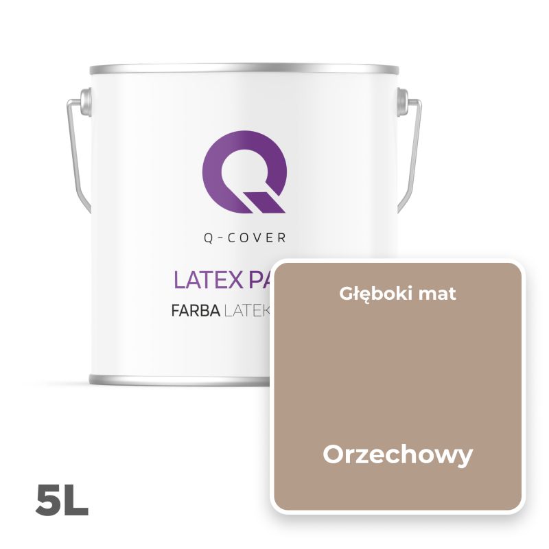 Farba Lateksowa Do Ścian i Sufitów Q-Cover Orzechowy H4934 Głęboki Mat 5L