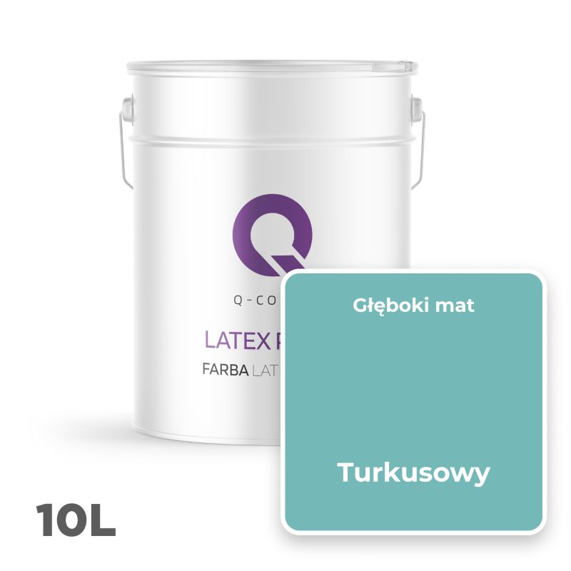 Farba Lateksowa Do Ścian i Sufitów Q-Cover Turkusowy H1441 Głęboki Mat 10L