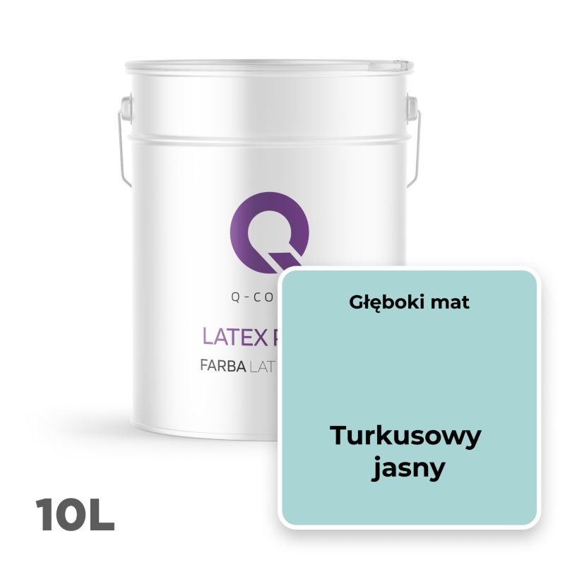 Farba Lateksowa Do Ścian i Sufitów Q-Cover Turkusowy jasny H1462 Głęboki Mat 10L