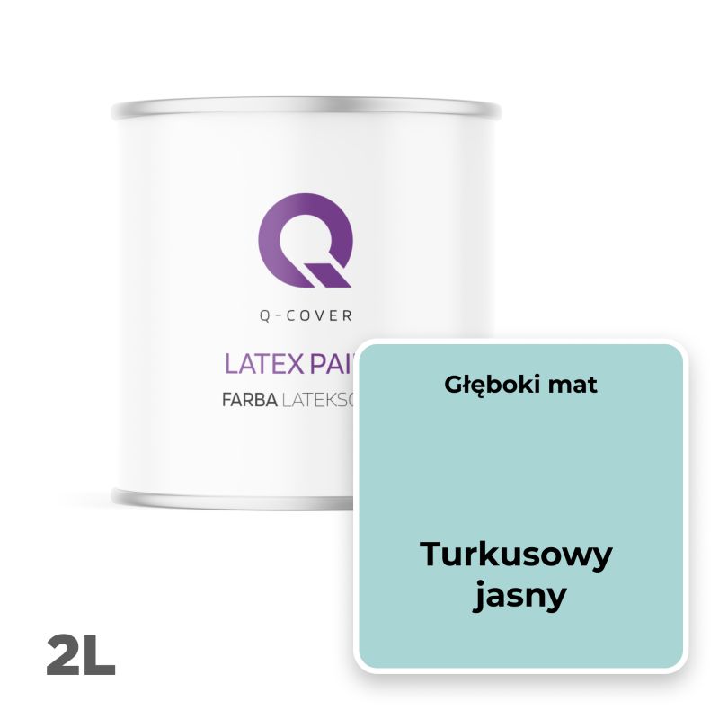 Farba Lateksowa Do Ścian i Sufitów Q-Cover Turkusowy jasny H1462 Głęboki Mat 2L