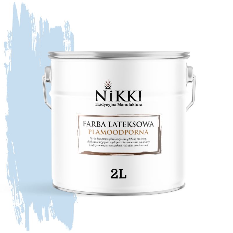 Farba Lateksowa Premium do Ścian i Sufitów Odporna na Plamy NIKKI Błękit H0169 Głęboki Mat 2L