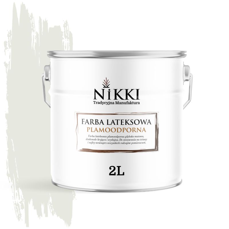 Farba Lateksowa Premium do Ścian i Sufitów Odporna na Plamy NIKKI Biel złamana w oliwkowy H2079 Głęboki Mat 2L