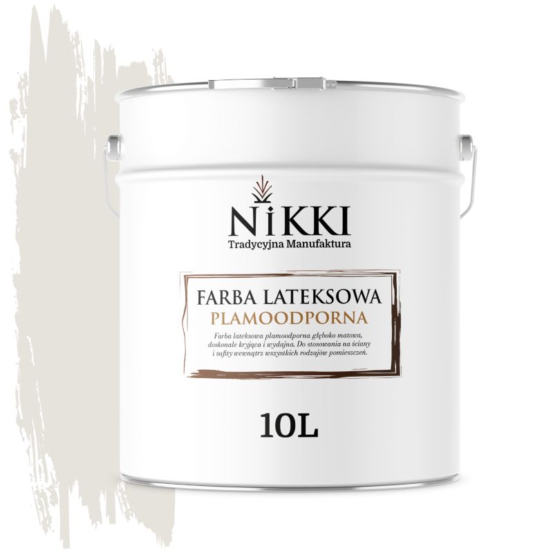 Farba Lateksowa Premium do Ścian i Sufitów Odporna na Plamy NIKKI Biel złamana w szary H1276 Głęboki Mat 10L