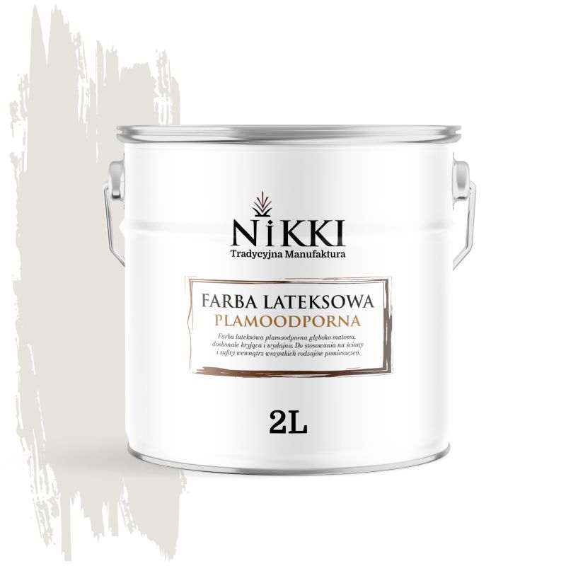 Farba Lateksowa Premium do Ścian i Sufitów Odporna na Plamy NIKKI Biel złamana w szary H1276 Głęboki Mat 2L