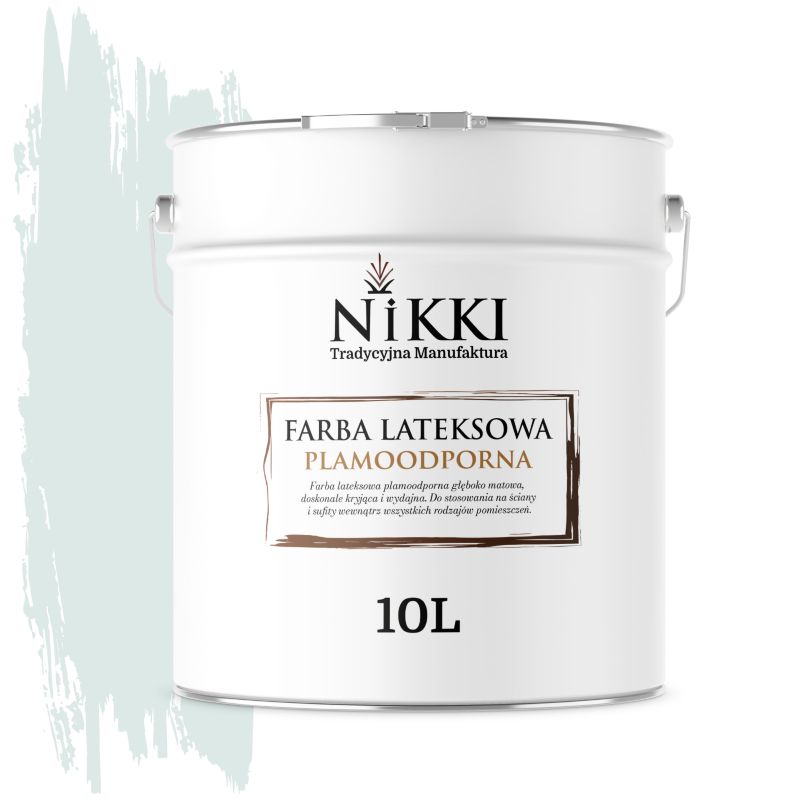 Farba Lateksowa Premium do Ścian i Sufitów Odporna na Plamy NIKKI Biel złamana w turkusowy H1576 Głęboki Mat 10L