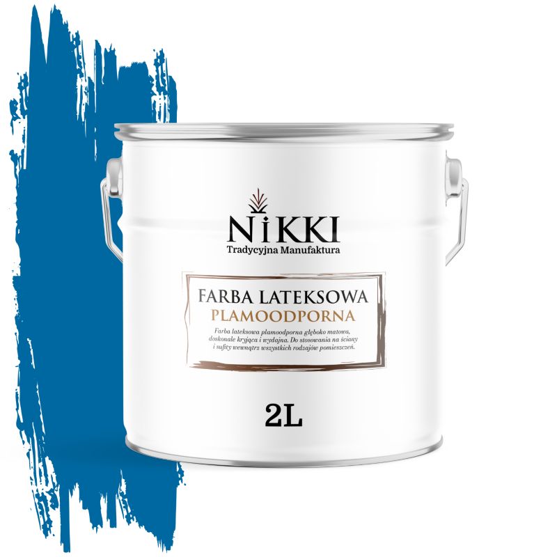 Farba Lateksowa Premium do Ścian i Sufitów Odporna na Plamy NIKKI Ciemny niebeski H0312 Głęboki Mat 2L