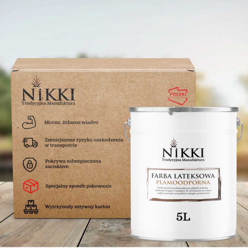 Farba Lateksowa Premium do Ścian i Sufitów Odporna na Plamy NIKKI Grafitowy H1213 Głęboki Mat 5L