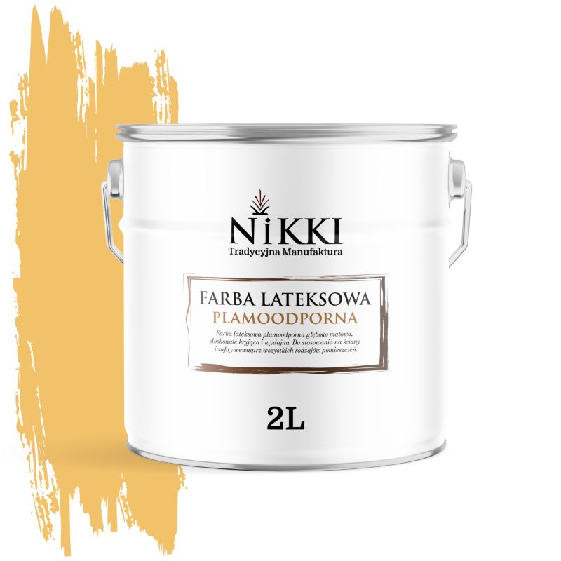 Farba Lateksowa Premium do Ścian i Sufitów Odporna na Plamy NIKKI Miodowy H6554 Głęboki Mat 2L