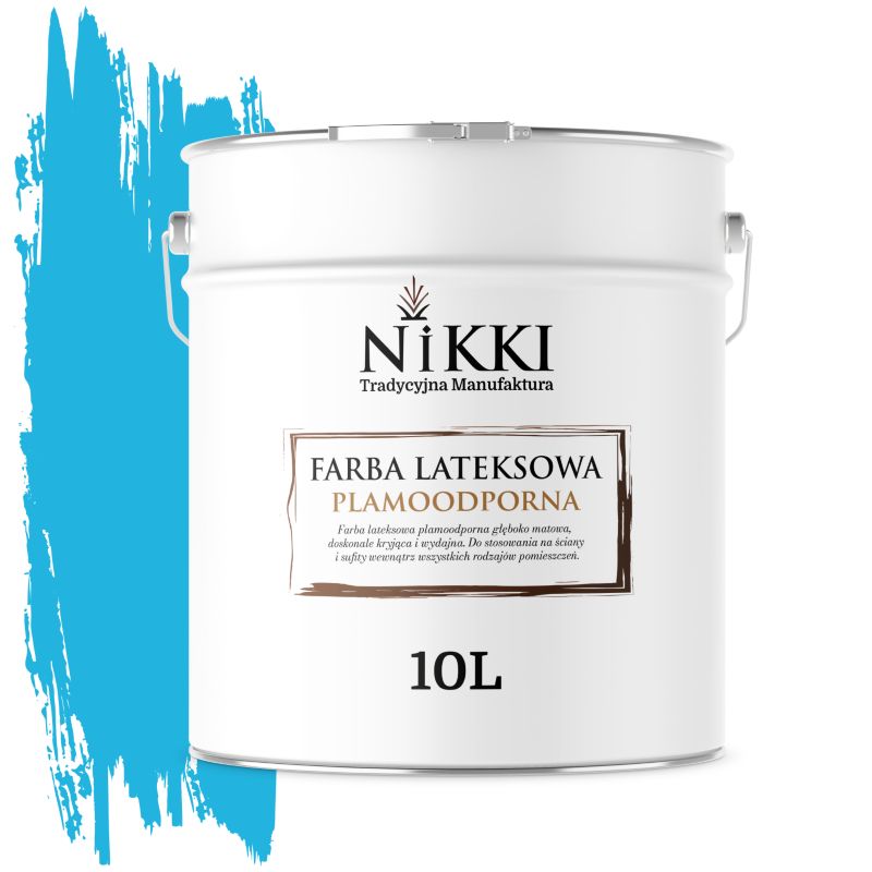 Farba Lateksowa Premium do Ścian i Sufitów Odporna na Plamy NIKKI Niebieski H0340 Głęboki Mat 10L