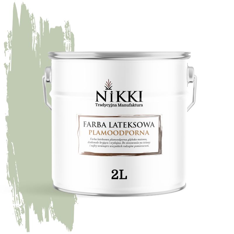 Farba Lateksowa Premium do Ścian i Sufitów Odporna na Plamy NIKKI Oliwkowy H2055 Głęboki Mat 2L