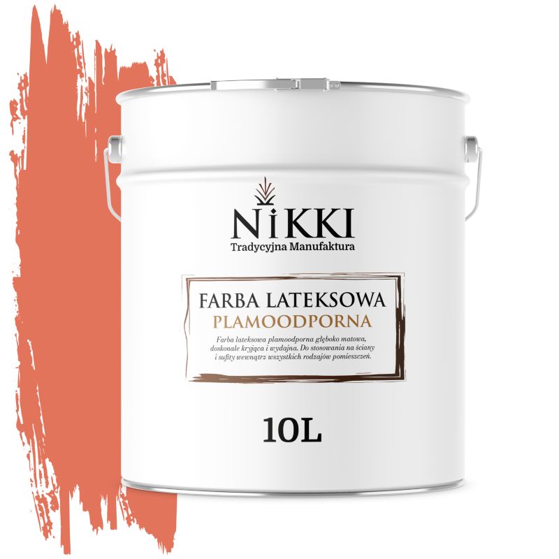 Farba Lateksowa Premium do Ścian i Sufitów Odporna na Plamy NIKKI Pąsowy H6029 Głęboki Mat 10L